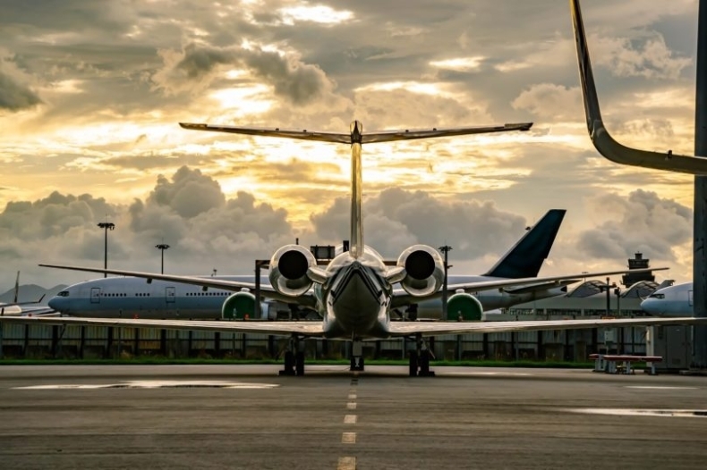 Private jet at handlers hangar